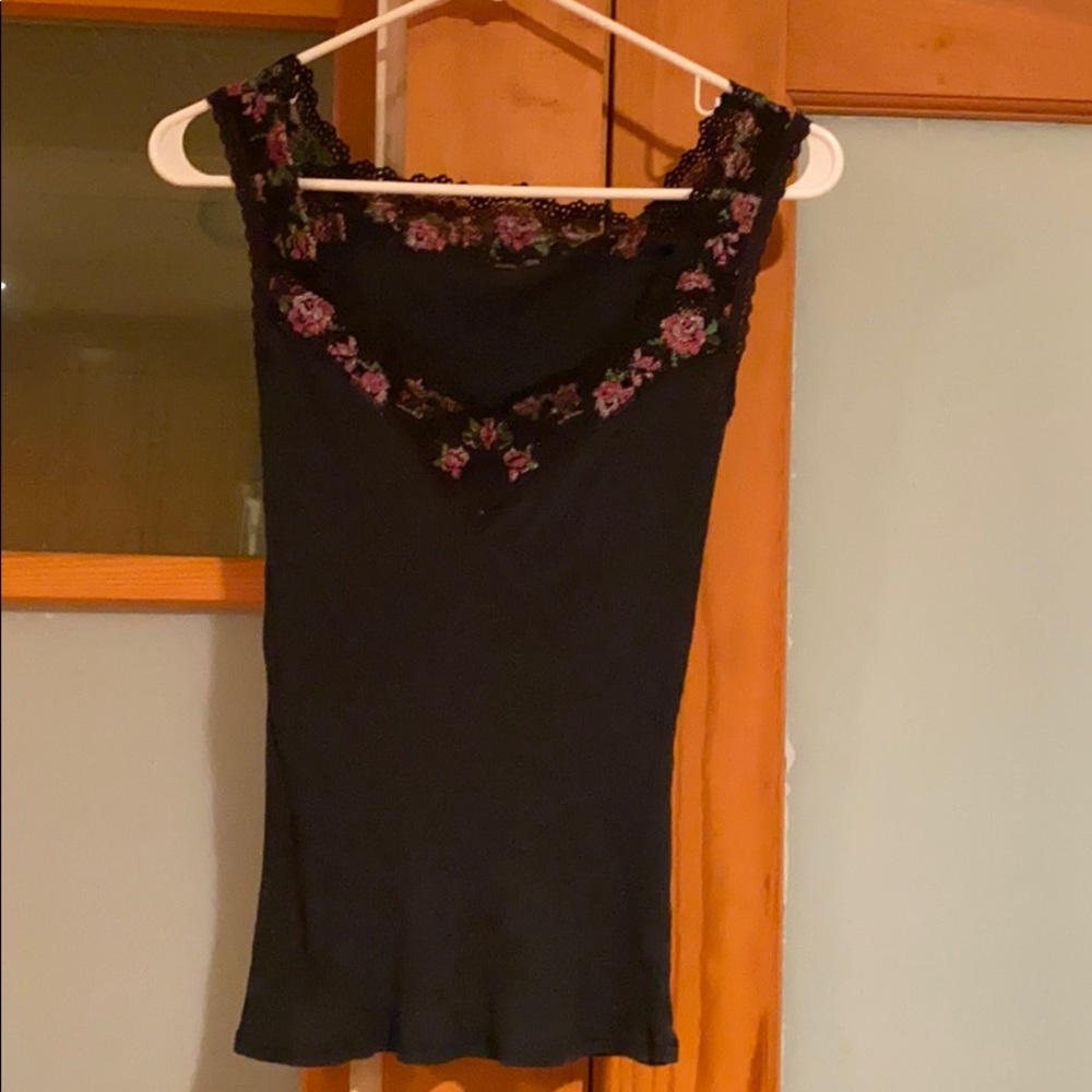 Free People Black Embroidered Camisole